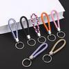 5Pcs/Pack Braided Leather Keychain Colorful Portable Keyring Organizer Leather Lanyard For Car Key Mobile Phone Strap Accessory