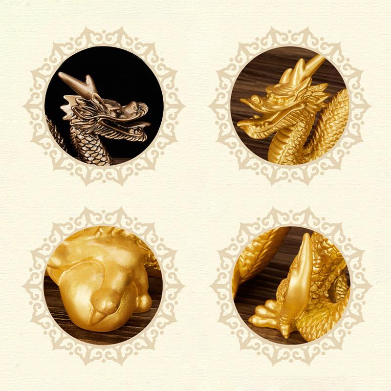 1Pc Good Lucky Golden Dragon Chinese Zodiac Twelve Statue Gold Animals Sculpture Figurines Desktop Decoration