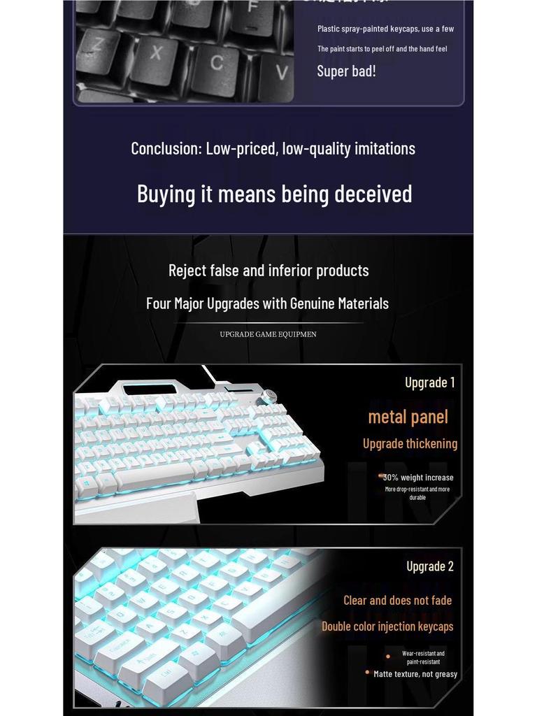 Gaming Keyboard & Mouse Set: True Mechanical Feel, with Headset & Extra Light Option