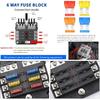 6 Way 12V Fuse Box Blade with LED Indicator Damp-Proof Cover - Individual Positive Fuse Holder with Ground Bus Holder for 12V/24V Vehicle Car Boat