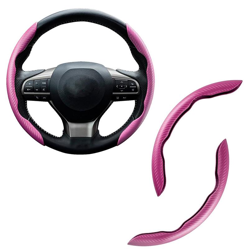 2/3 Pezzi Coprivolante in Fibra di Carbonio per Auto 38cm Antiscivolo Copri Carta Maniglia Booster Volante Auto Copertura Protettiva