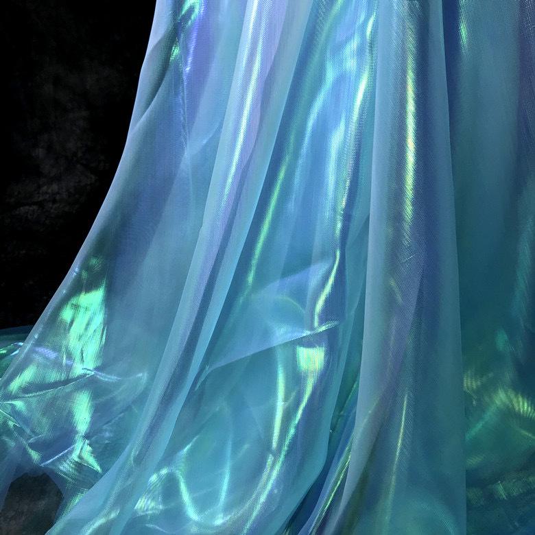 High-Density Iridescent Seven-Color Organza Fabric for Wedding and Stage Costumes