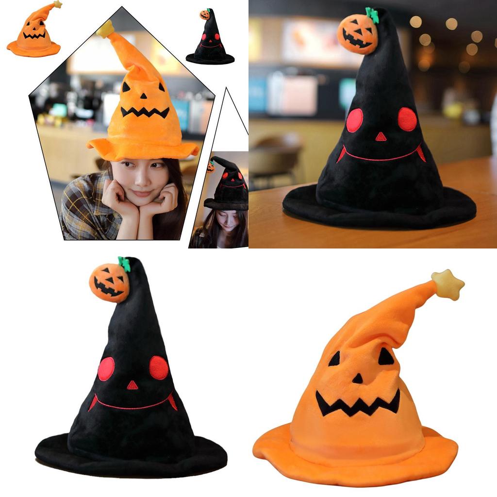 Halloween Electric Pumpkin Elf Hat Ghost Festival Party Costume Plush Toy Yellow 30*30*40cm Black 30*30*40cm