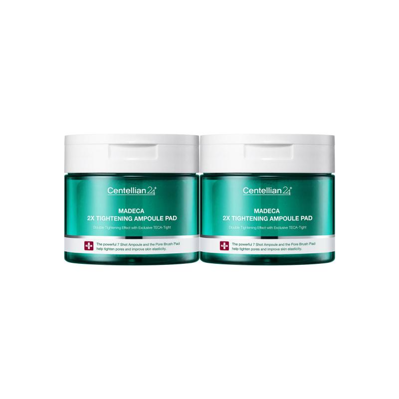 Madeca Double Tightening Ampoule Pads 165ml (60 Sheets) 2 Pcs Elasticity Absorption Pore Lifting TECA Water Glow Skin Cooling