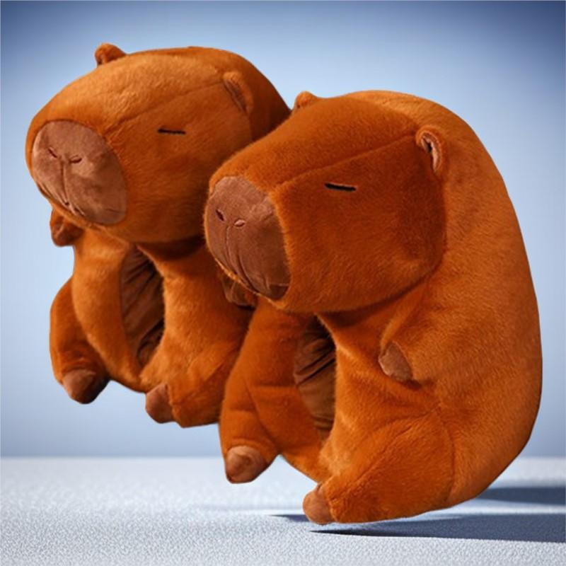 Fashion Winter Warm Home Floor Silent Soft Cotton Shoes Cute Capybara Slides Unisex Cartoon Capybara Slippers Women Plush Cute Slippers