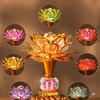 Seven-Color LED Rechargeable Buddha Offering Lamp - Lotus Design for Home and Guanyin Devotion.