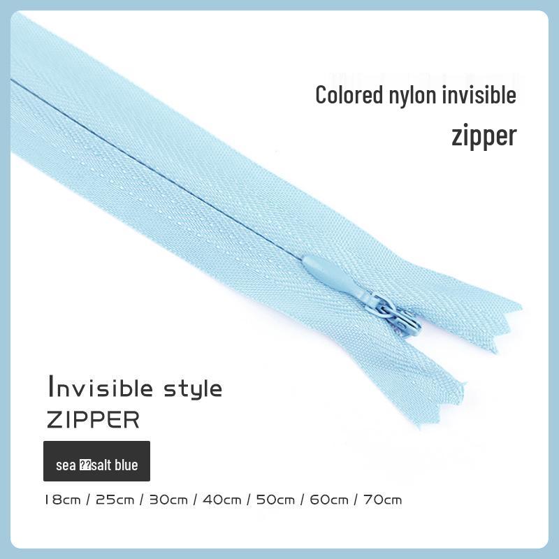 Fermeture éclair invisible colorée pour jupes, pantalons et chemises (18-70CM)