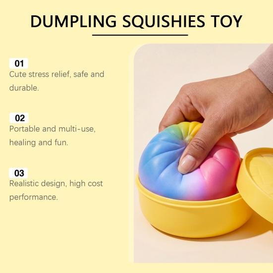 Colorful Steamed Bun Squeeze Toy Soft Realistic Simulated Bun Shape Sensory Toy Non-Sticky Quick Rebound Stress Relief Toy for Kids