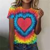 Summer Round Neck 3D Print Top Fashionable Casual Colorful Short Sleeved Women's T-shirts