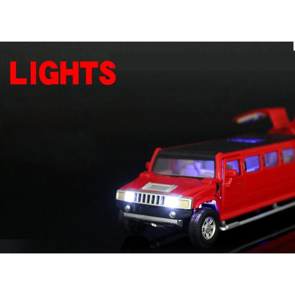 1/32 zliatinový Hummer H2 predĺžená limuzína kovový odliatok model auta zvuk a svetlo naťahovacie detské hračkárske vozidlá darček