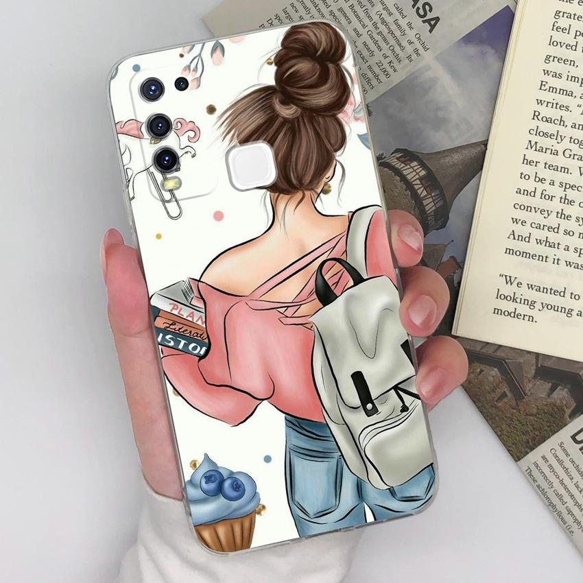 Luxuriöse transparente Linsenschutzhüllen für Vivo Y67 Y73 Y55 Y91C Y91 Y78 Y75 Y50 Hübsche Mädchenmuster Weiche Silikon Anti-Rutsch-Hülle für Vivo-Hüllen