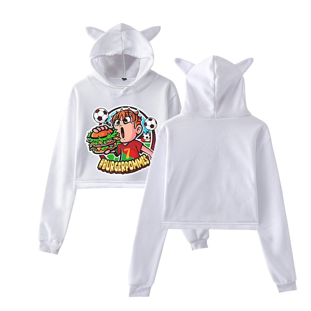 Fashion Icrimax Burgerpommes Printed Kawaii Crop Top Hoodie Funny Cropped Short Sweatshirt Hooded Pullover Women Tops Streetwear