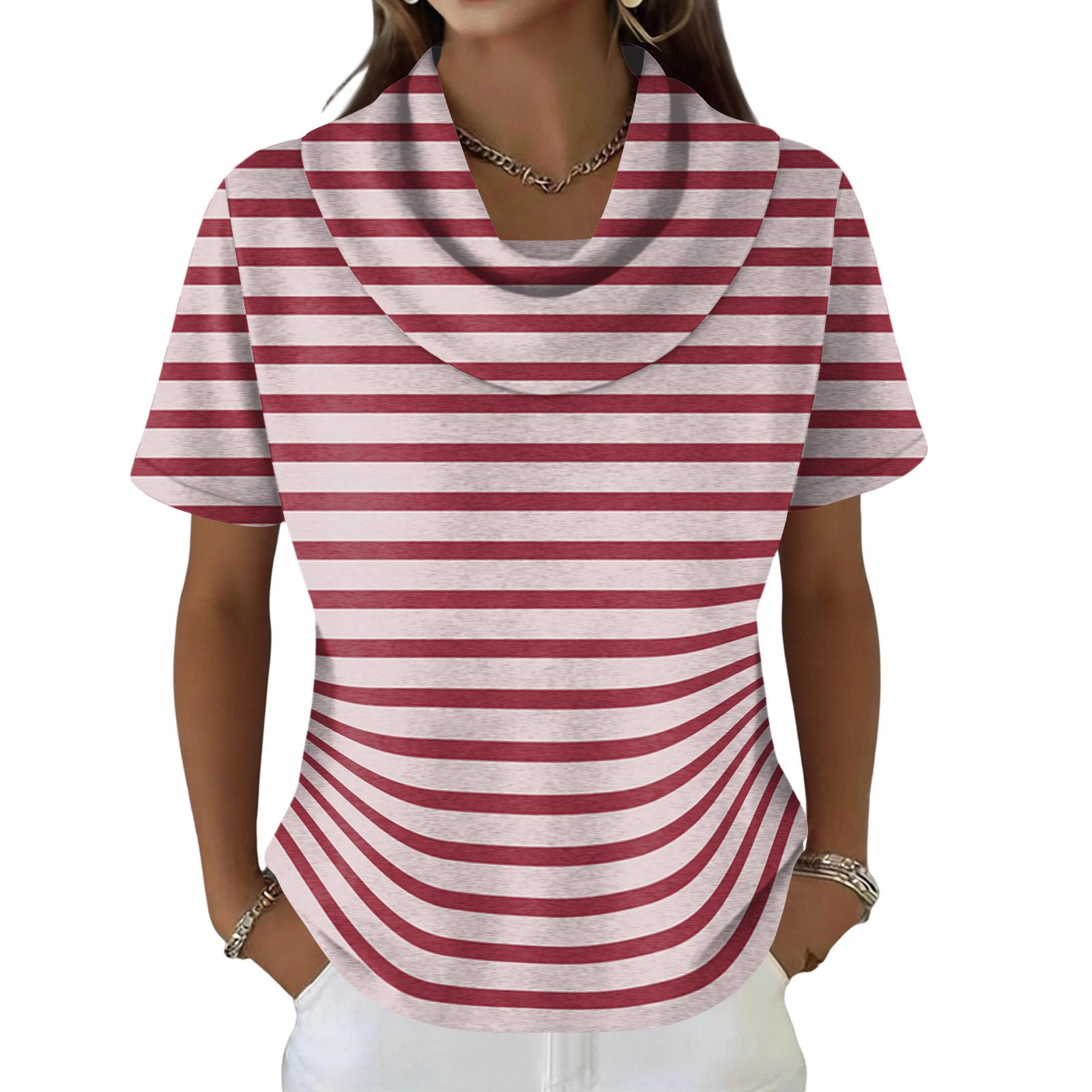 

Жіночий повсякденний та модний круглий виріз короткий рукав принт топ светр M червоний