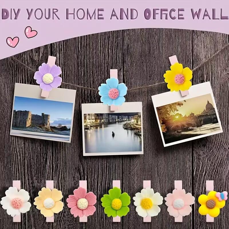 Bunte Blumen-Stecknadeln: Stecknadeln mit großem Kopf für kreative Fotowand- und Pinnwand-Dekoration