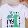 1-18 Months Baby White "My 1st EASTER" Printed Short Sleeve Triangle Jumpsuit