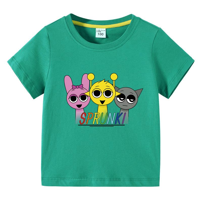 2025 Summert Shirt Sprunki Kids Clothes Incredibox Boys Girls Cotton T-shirts Cartoon Game Character Print Tops Cool Comfortable Short Gift