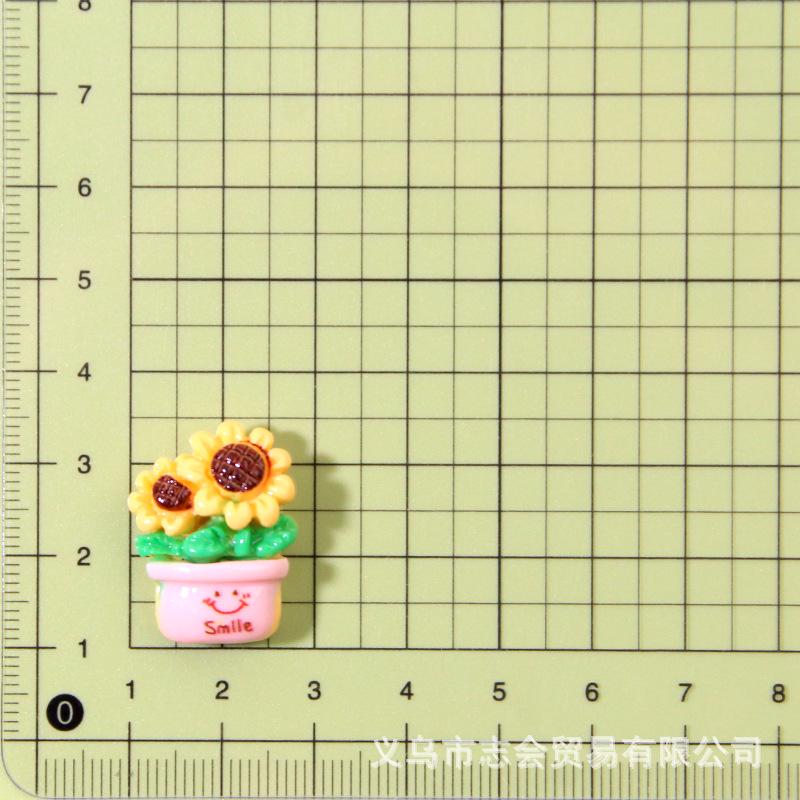 Cartoon Tulip Flower Pot Resin Accessories: Phone Case, Hair Clip, Clog Shoe Decor & Car Interior Ornaments