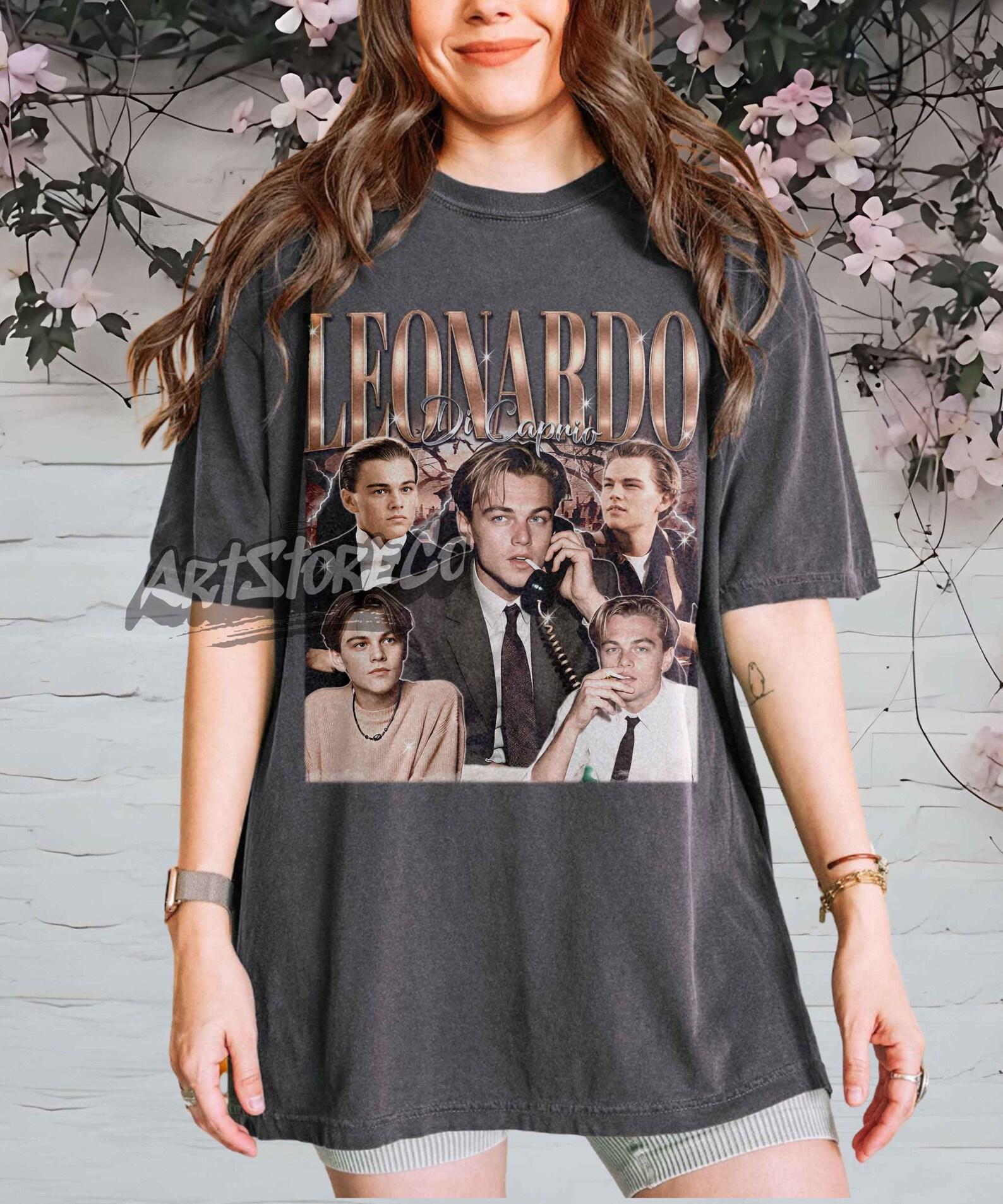 Leonardo DiCaprio Vintage Collage T-Shirt, Retro Movie Star Graphic Tee M