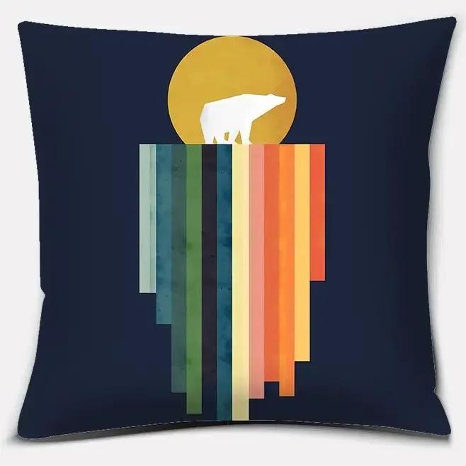 Colorful Abstract Series Double-Sided Printed Pillow Cover Short Plush Suitable Living Rooms Bedrooms Sofas Throw Cushion Cover