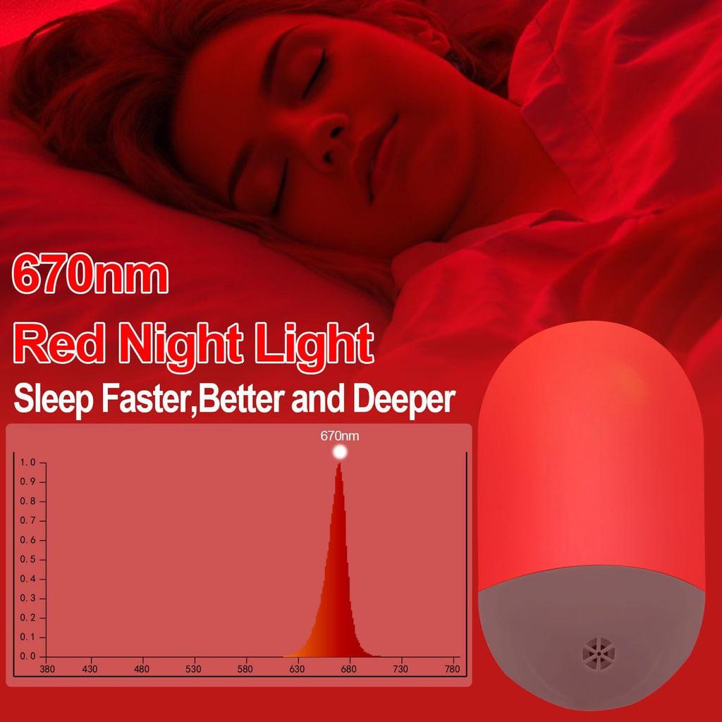 LED Night Light with Smart Control - Sleep Aid Red Light for Pregnant Women & Babies