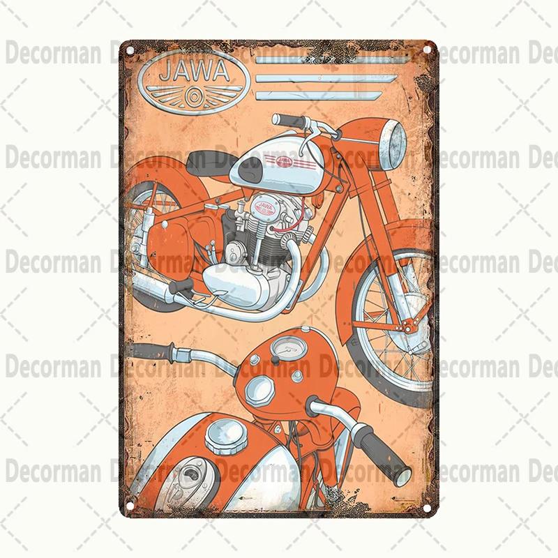 [ DecorMan]  JAWA BSA Motor Kovové Znamení Plakáty Vintage Malba Vlastní Klubová Dekorace LTA-1704 vintage dekor
