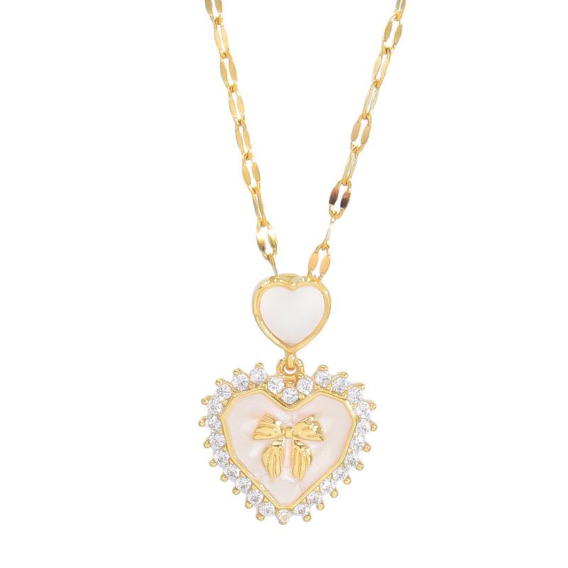 Love Necklace Women'S Design Simple And Sweet Versatile Diamond-Encrusted Heart Pendant Jewelry