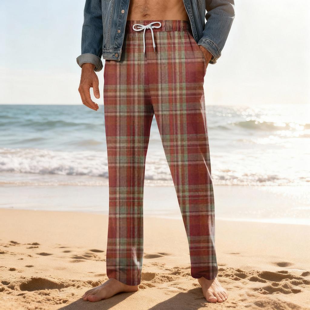 Pánské domácí měkké pyžamové kalhoty se stahovací šňůrkou s kapsami Sportovní kalhoty pro volný čas