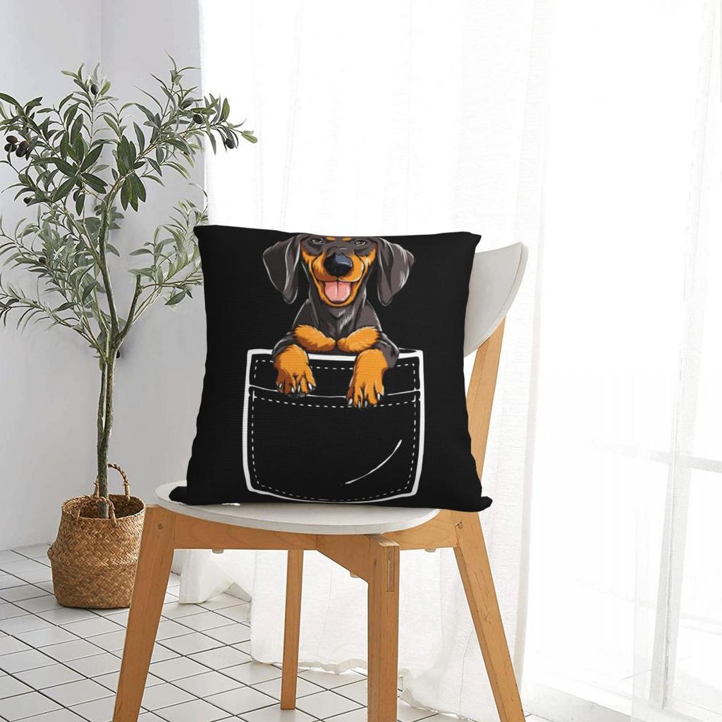 Dachshund In Your Front Pocket Dog Animals Throw Pillow Cover Polyester Throw Pillow Cute Pet Creative Pillowcover Home Decor