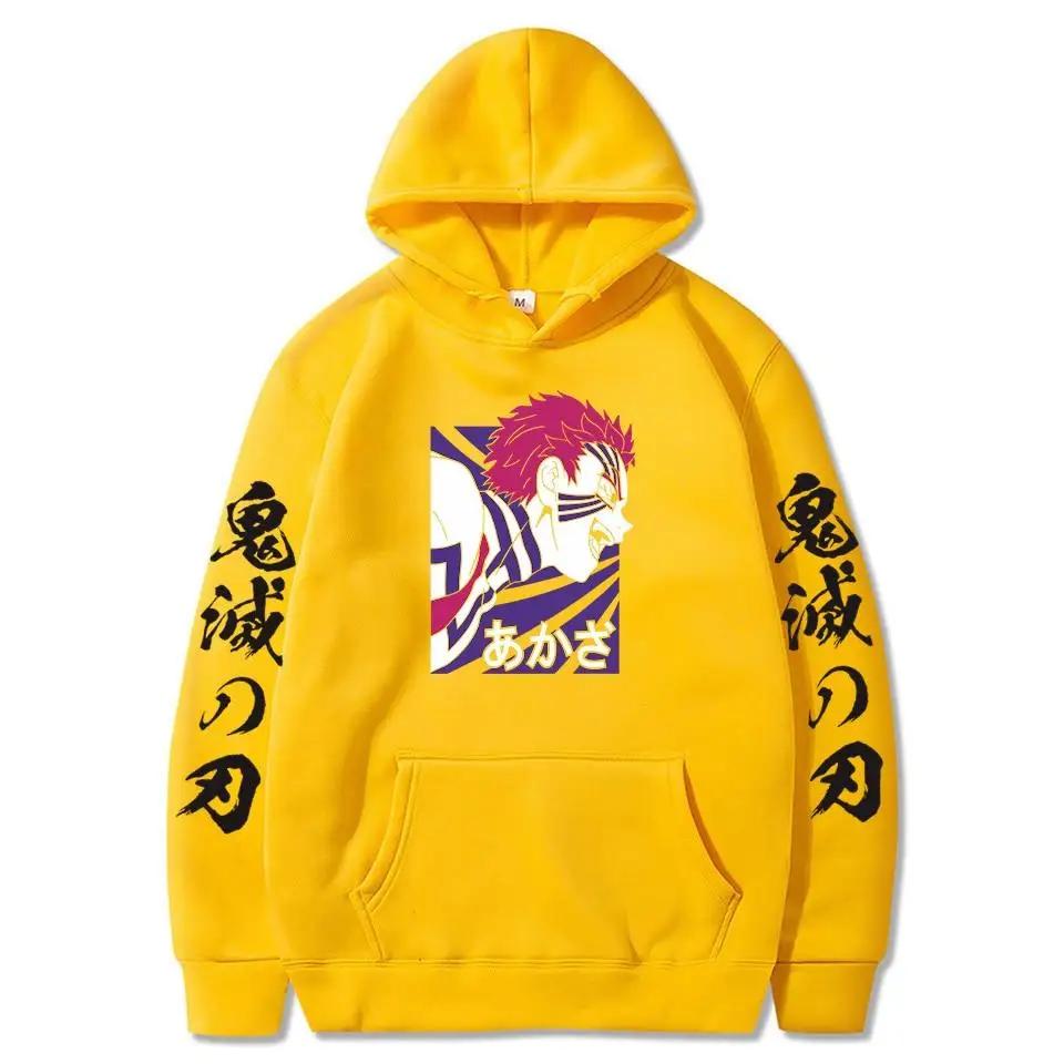 Tegneserie Demon Slayer hettegensere Japansk anime Kimetsu No Yaiba Harajuku Akaza sweatshirts Oversized vinterhettegensere
