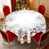 1 Stück Weihnachten Runde und Rechteckige Tischdecke, Verschiedene Größen, Weihnachten Niedlicher Schneemann, Waldmuster Weiße Schneeflocken-Druckmuster Tischdecke Für