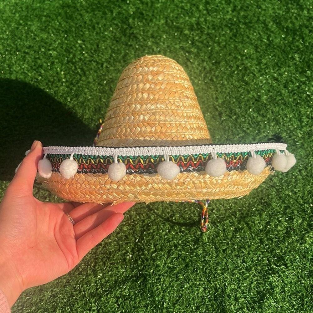 Colorful Straw Hats Mexican Style Men Women Summer Hats New Wide Brim Hats  for Halloween Party
