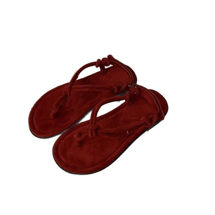 Dongdaemun, South Korea~ Hemp Rope Woven Toe Sandals Women's 2025 New Versatile Velcro Herringbone Cool Slippers