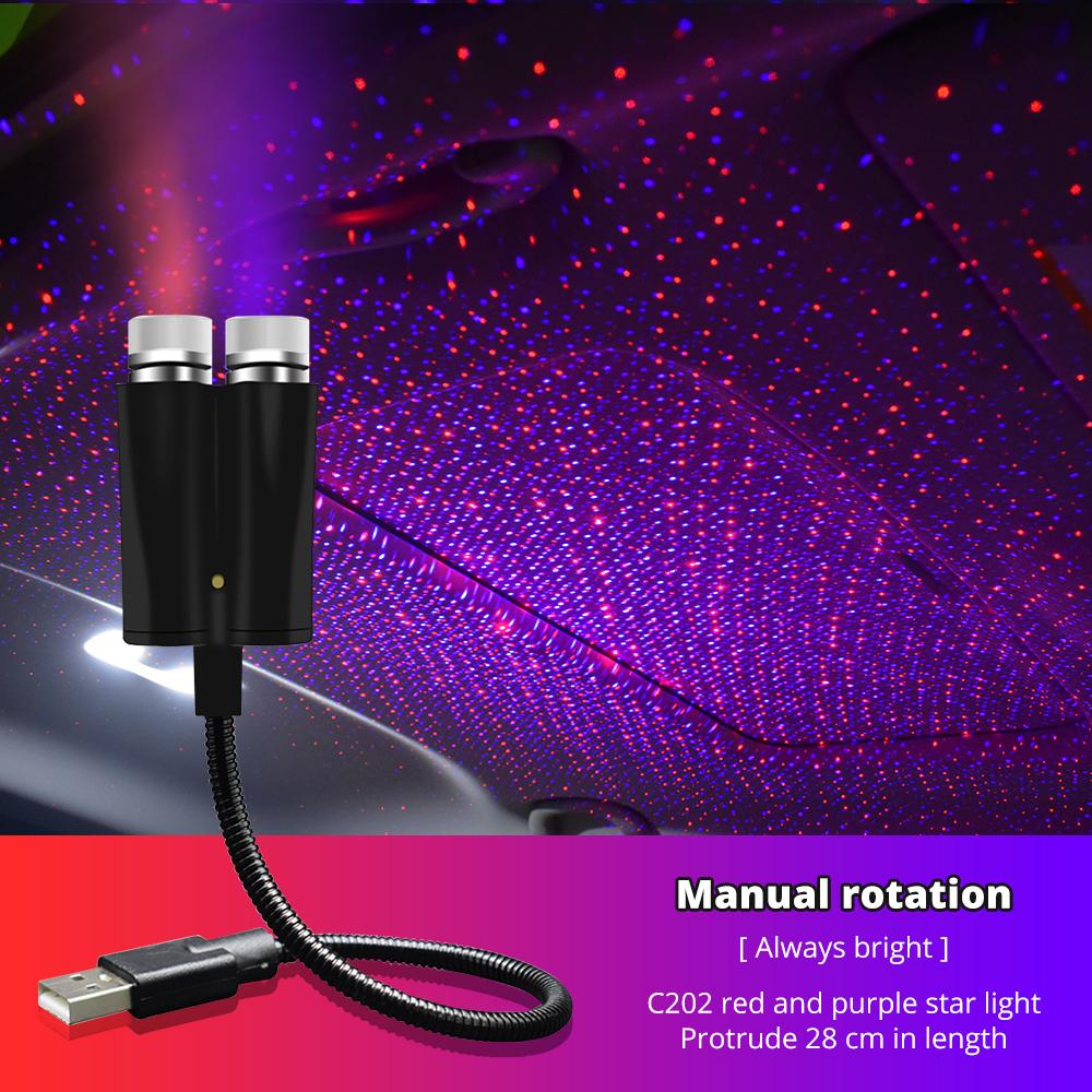 Car Roof Star Sky Light Interior Mini LED 5V Starry Atmosphere Projector Decoration USB Night Flashlight Home Decor Galaxy Lamp