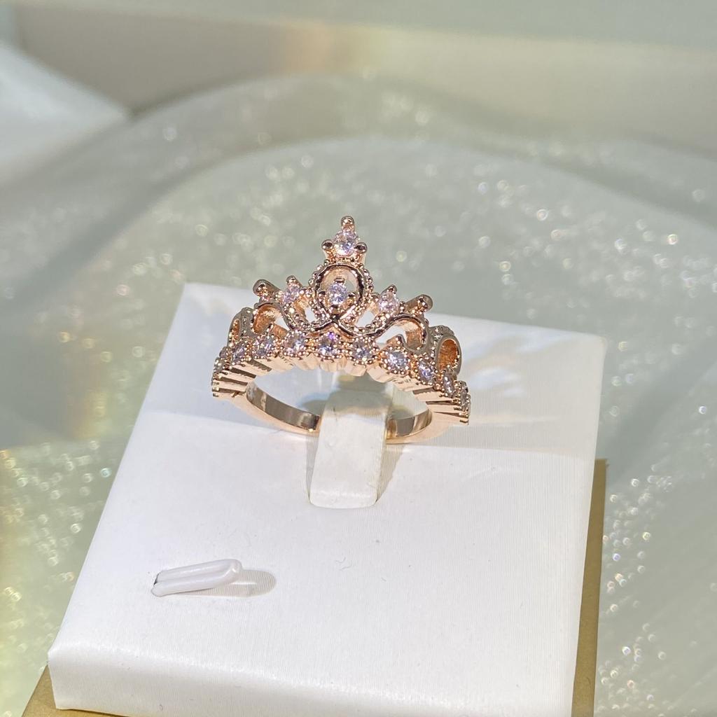 Ring Accessories Electroplated Rose Gold Korean Version Crown Diamond Ring for Women