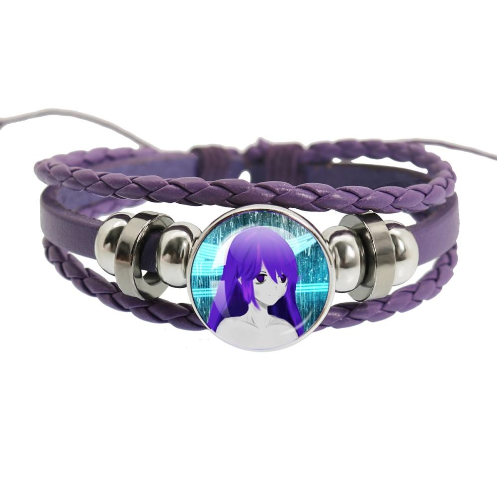 Sewerslvt Schizofrenia Dnb Cover Album Cartoon Creative Button Rope Button Purple Leather Bracelet Jewelry Charm Fans Gift