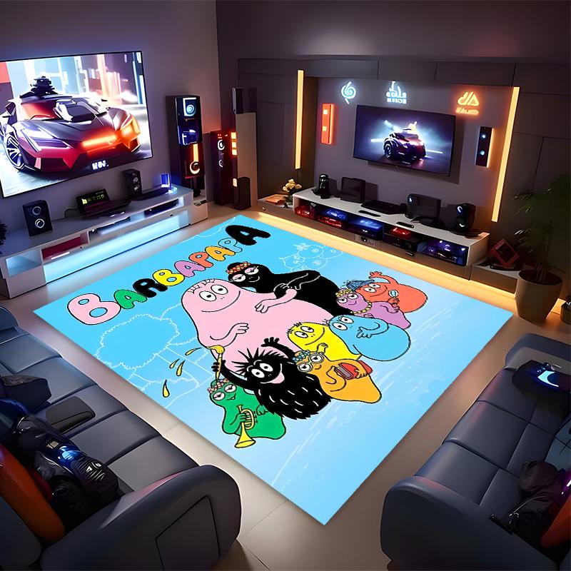 1pc Barbapapa1 Print Area Rug - Soft, Washable Non-Slip Indoor Mat for Office Chairs, Living Room, Home Office Decorative Rug