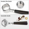 51mm Bottomless Portafilter with Two Ears for De-longhi EC260/EC3420/EC155/ECP3120, 51mm Portafilter with Black Wood Handle, 304 Stainless Steel Repla