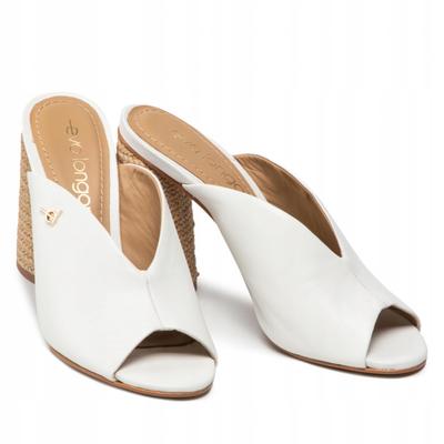 Eva Longoria Claquettes en Cuir Blanches Talon 38 It