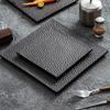 Black Ceramic Steak Plate Creative Honeycomb Texture Flat Plate Sushi Plate Dessert Dish Service Plates Specialty Tableware