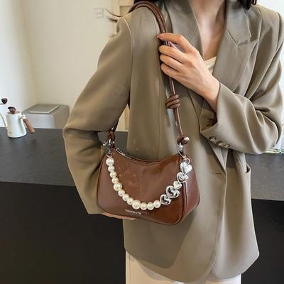 Novas bolsas de ombro da moda feminina, bolsas versáteis de axila, bolsas de luxo com pérolas para mulheres