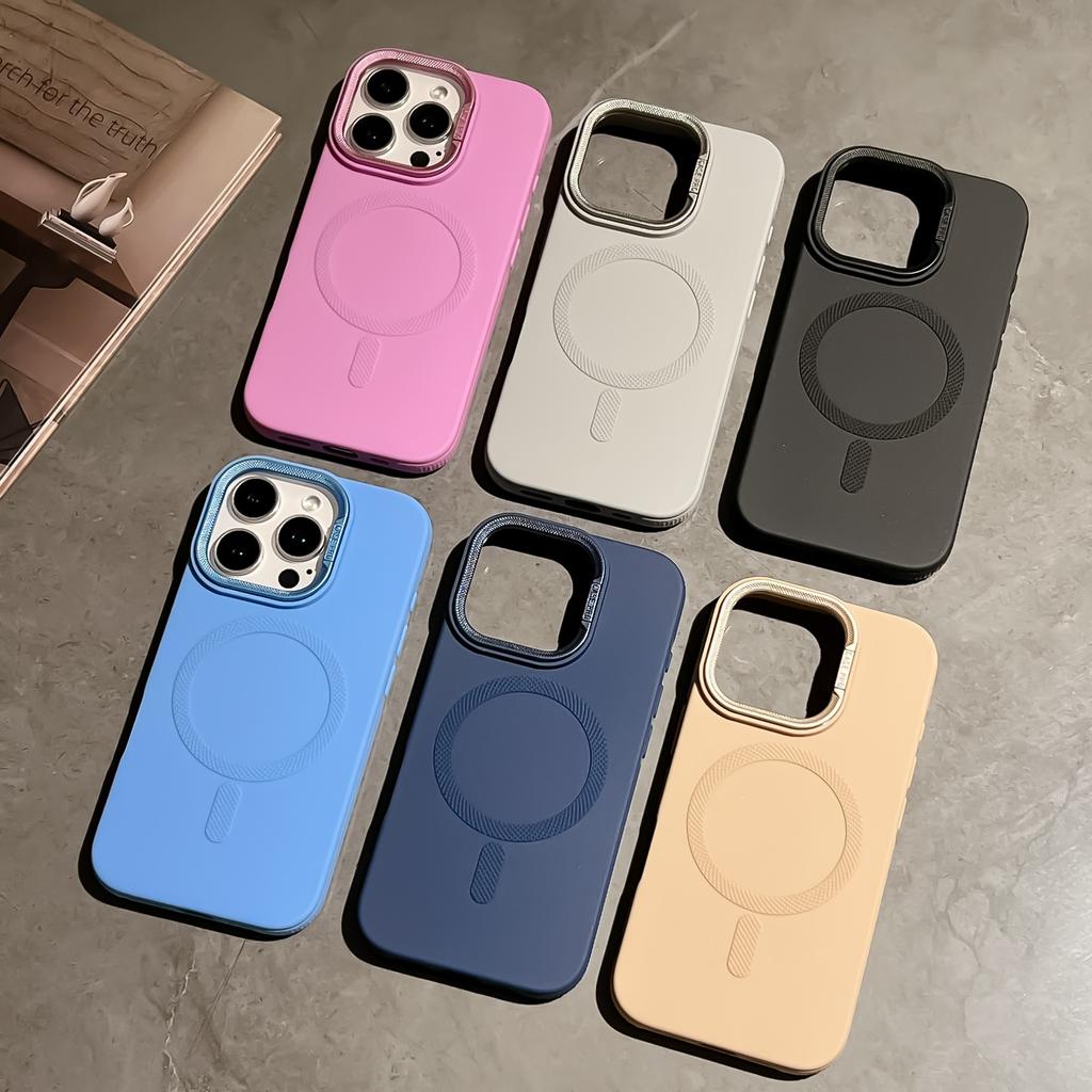 Lens Frame Holder For Magsafe Charging Phone Case for iPhone 16 15 14 13 12 11 Pro Max Magnetic Desert Gold Soft Silicone Cover