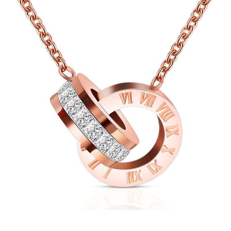 Fashion Top Brand Woman Jewelry Color Roman Numerals Pendant Necklace 316 L Stainless Steel Jewelry