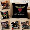 Rock-B-Bon J-Jovi Band Kussenhoes Zijdezacht Kort Pluche Onzichtbare Rits Stofdicht Bankkussenhoes Voor Huisdecoratie