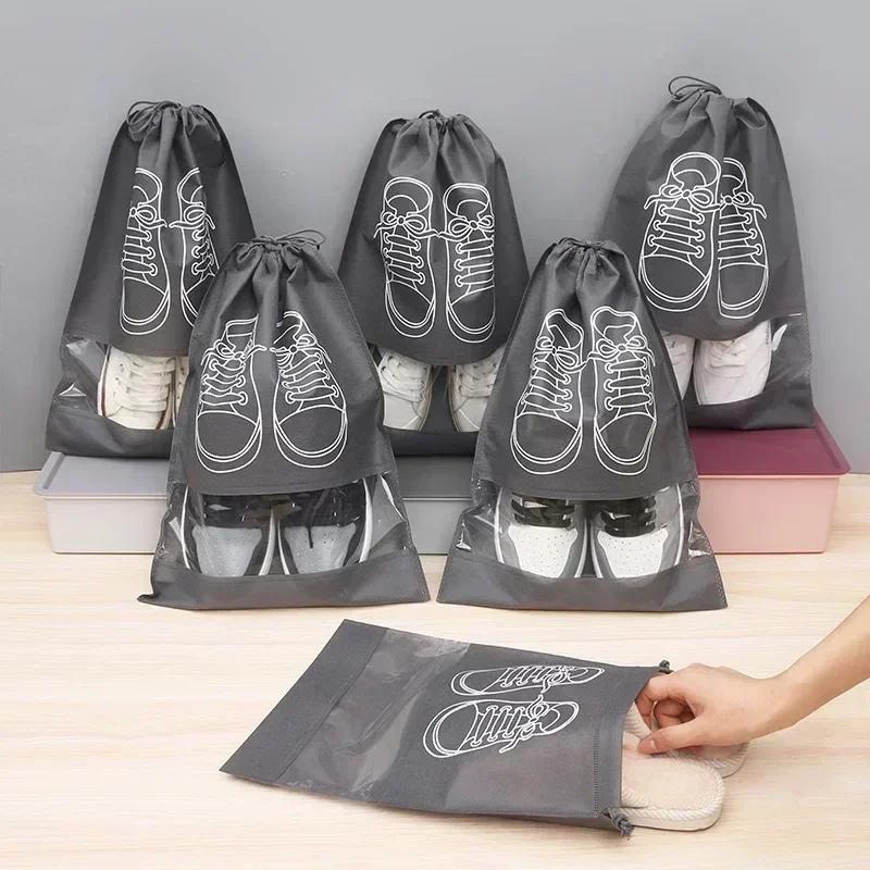 Borse Organizer Porta Scarpe Riutilizzabili in Tessuto Non Tessuto da Viaggio Portatili per Armadio con Tasca Impermeabile Borse Appese Trasparenti per Abbigliamento