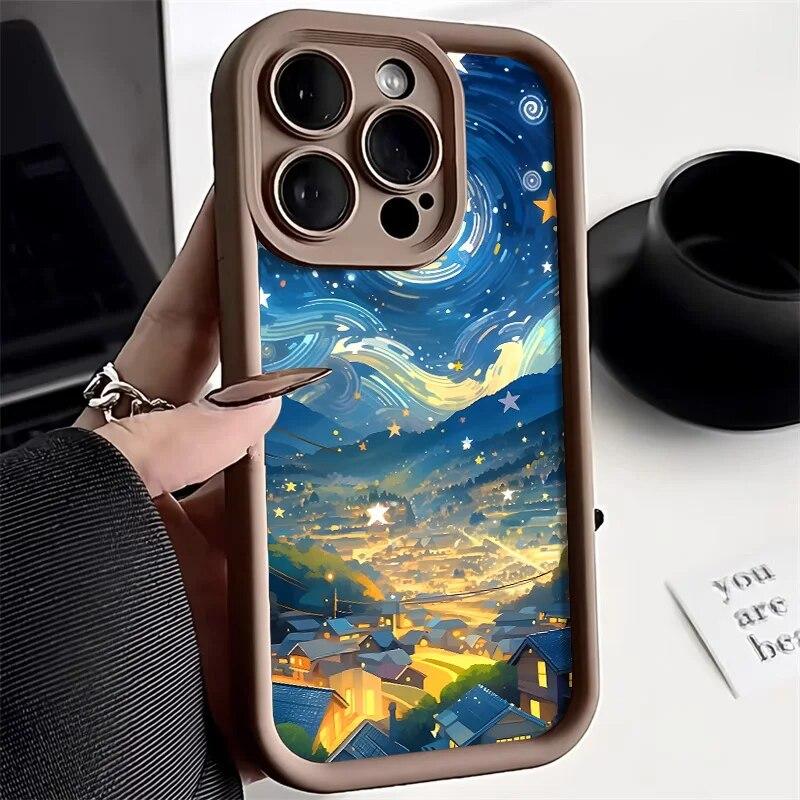 Landscape Phone Case For iPhone 14 Pro Max Case iPhone 11 12 13 15 Pro Max XR XS X 7 8 Plus SE 2020 Gradient Watercolor Cover
