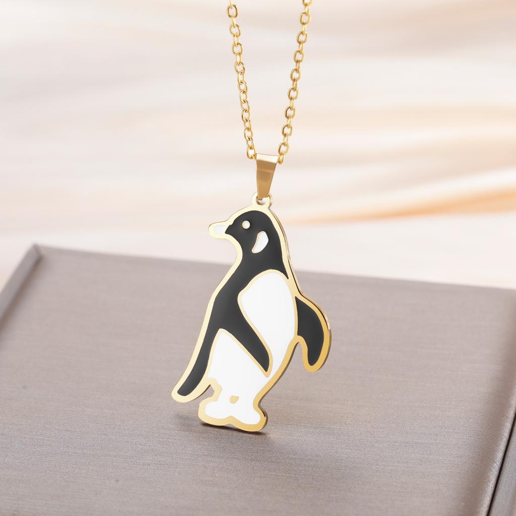 Cazador Stainless Steel Cute Animal Penguin Women's Necklace Trend Pendant Necklace Jewelry Birthday Valentine Gifts New