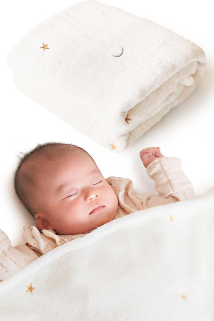 [Featured in Bebimo] Coperta Baby Blanket, 90x130cm, Double-Sided Marshmallow Flannel, Machine Washable, Formaldehyde-Free (Moon and Stars)