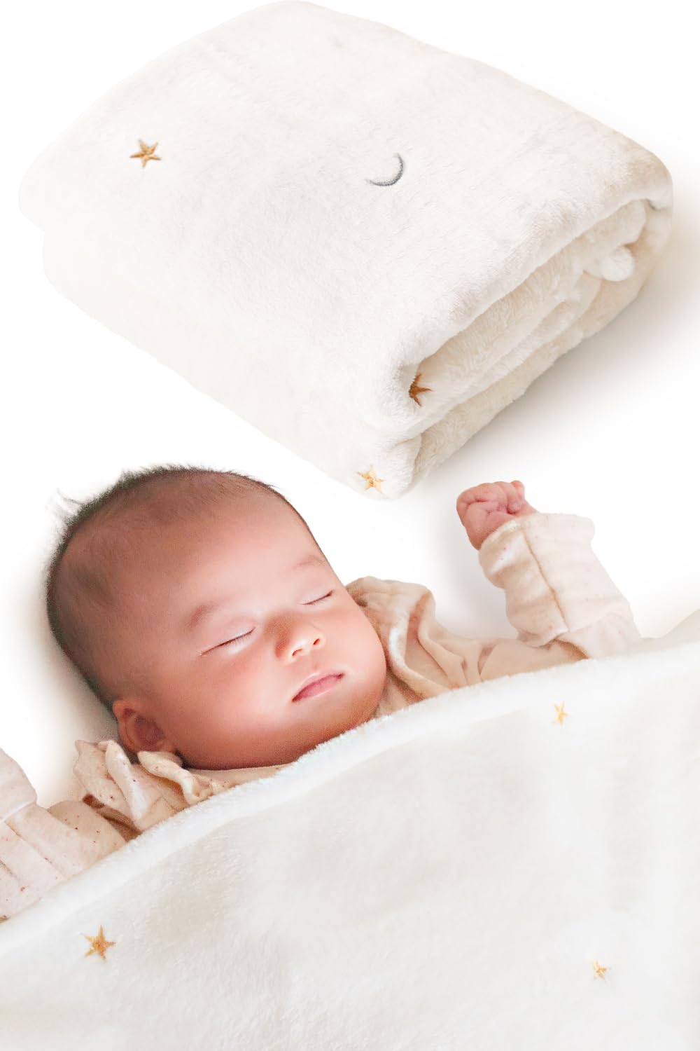 

[Featured in Bebimo] Coperta Baby Blanket, 90x130cm, Double-Sided Marshmallow Flannel, Machine Washable, Formaldehyde-Free (Moon and Stars)