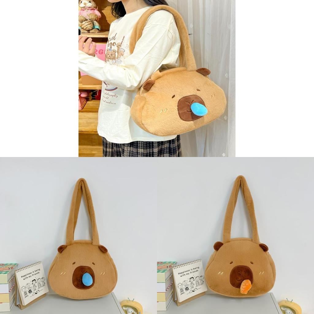 Plush Cat Shape Tote Bag With Zipper Closure For Casual Day Use
