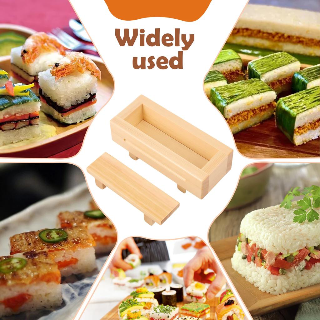 Wooden Sushi Press Mold with Groove/without Groove Design Rectangular Oshizushi Mold Box Kitchen Sushi Rice Roll Mold Bento Mold